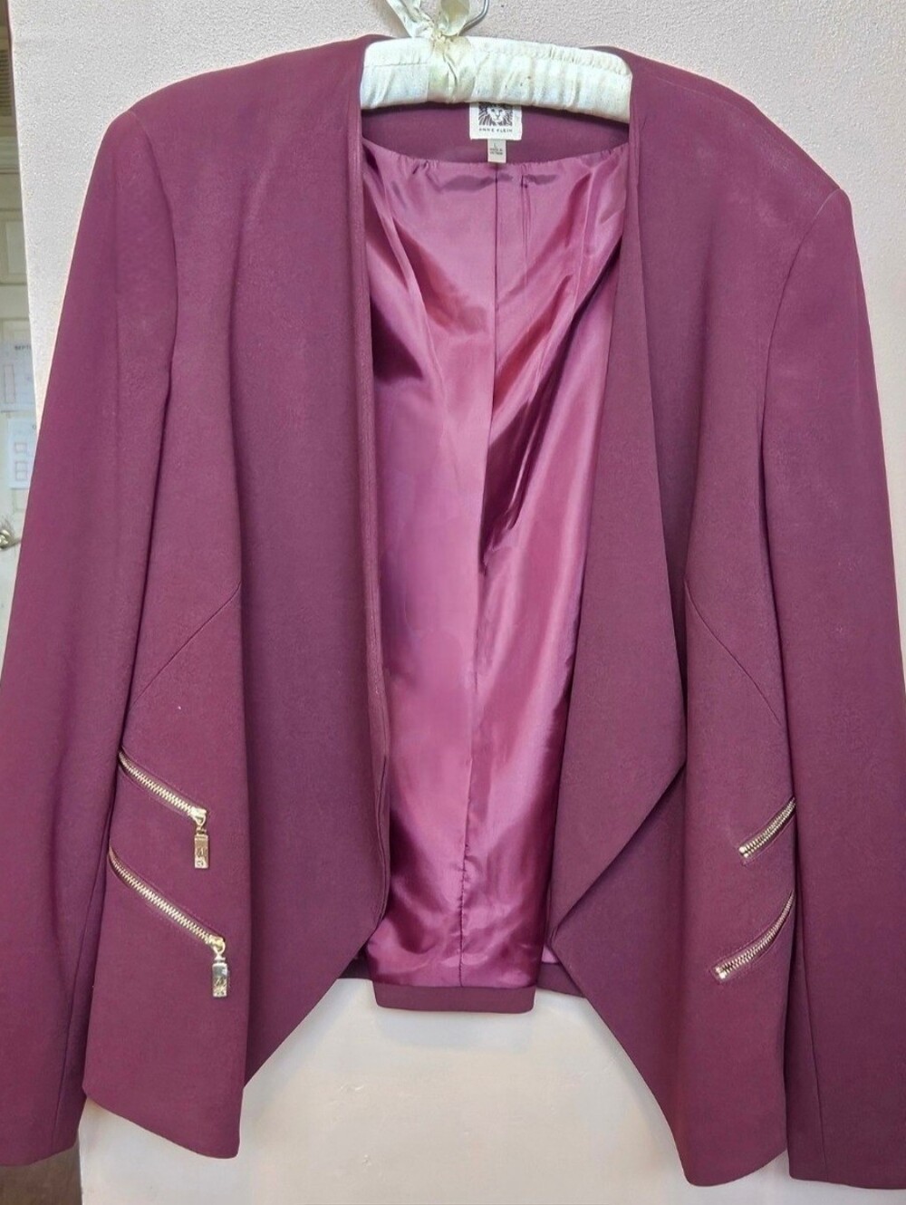 Anne Klein Mauve Blazer with Zipper Accents